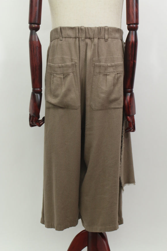 断ち切り サイドラップ ワイドパンツ(カーキ)