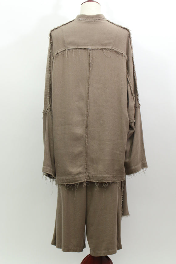 断ち切り サイドラップ ワイドパンツ(カーキ)