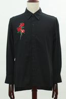 バラ刺繍シャツ(ブラック)