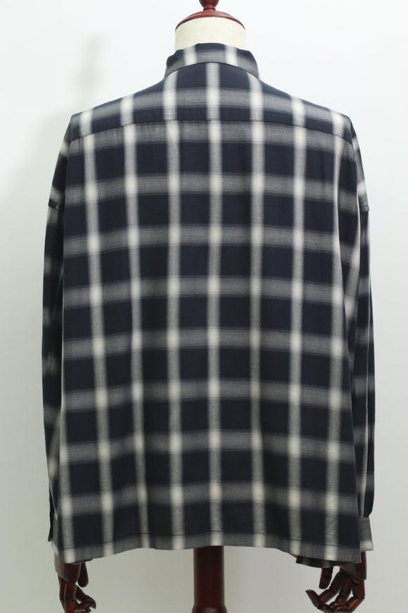 オンブレチェック柄シャツ(ブラック)