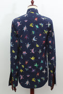 バタフライ柄シャツ(ネイビー)