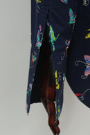 バタフライ柄シャツ(ネイビー)
