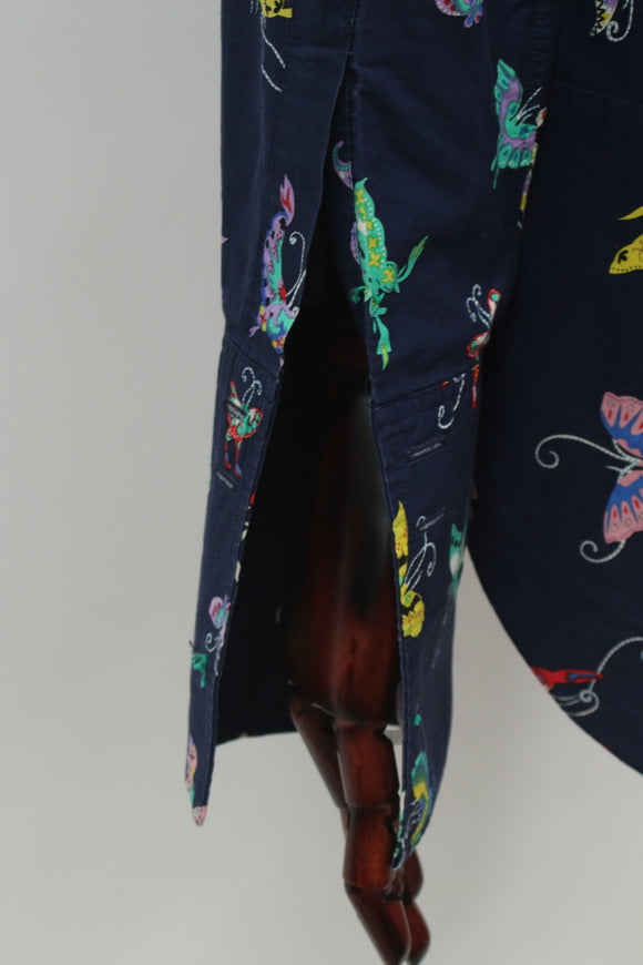 バタフライ柄シャツ(ネイビー)