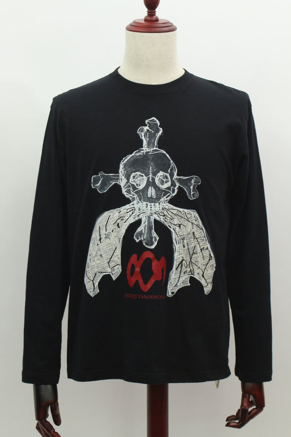 スカル柄プリント 長袖Tシャツ(ブラック)