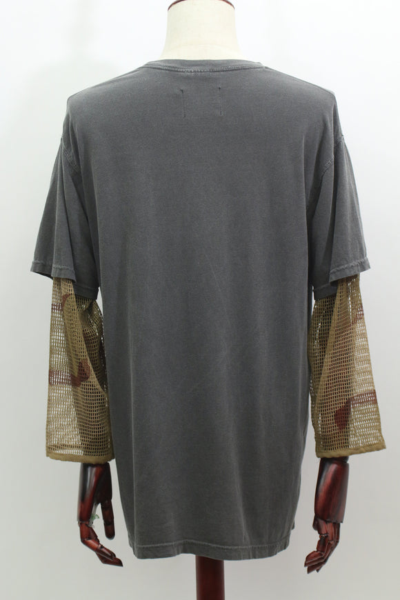 コットンレイヤードスリーブTシャツ(グレー)