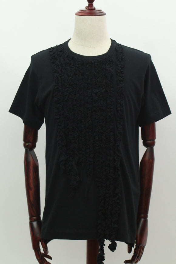 フリル サイドスリットTシャツ(ブラック)