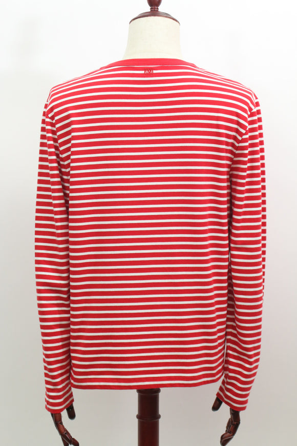 七部袖 ラウンドヘムTシャツ(レッド)