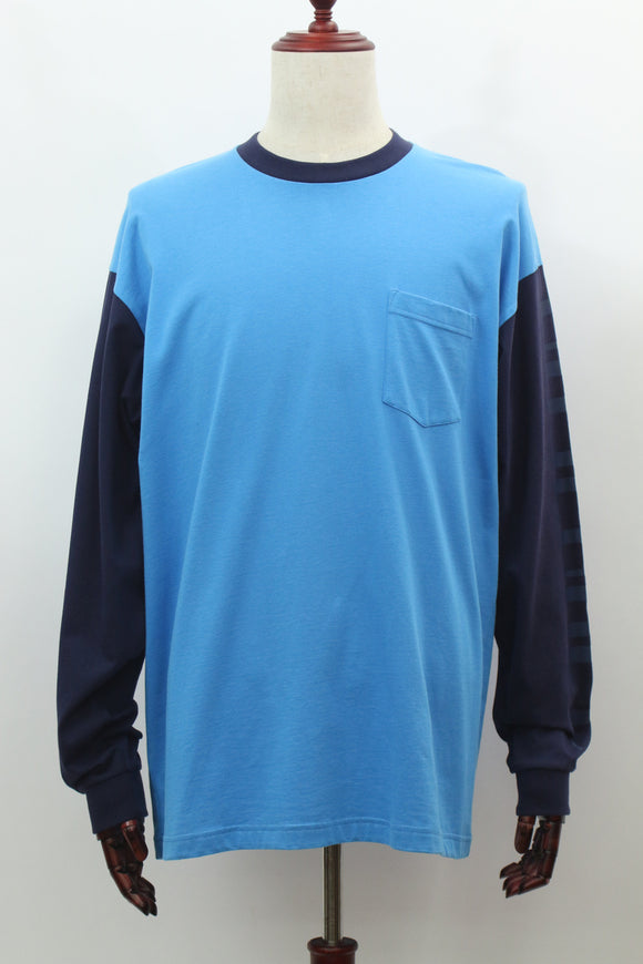 バイカラー長袖Tシャツ(ブルー)