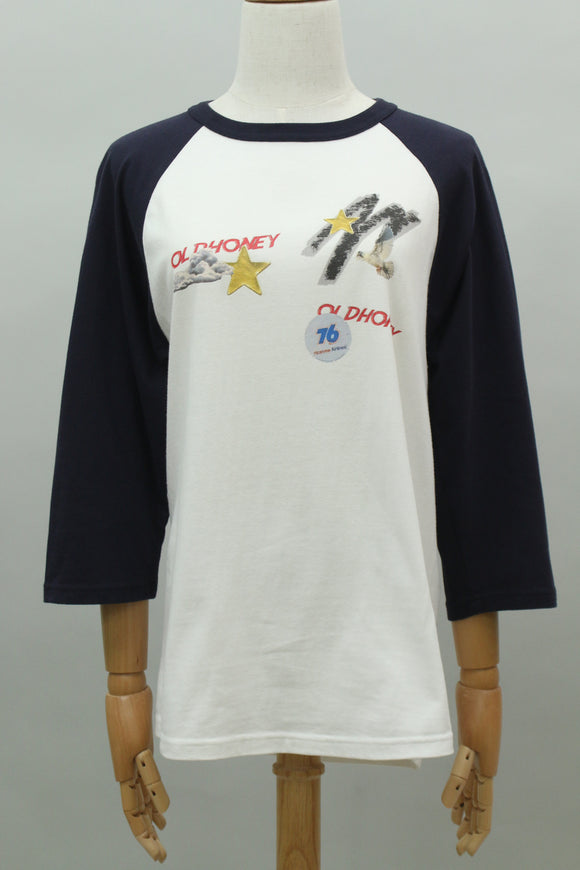 ロゴプリント ラグランTシャツ(ネイビー)