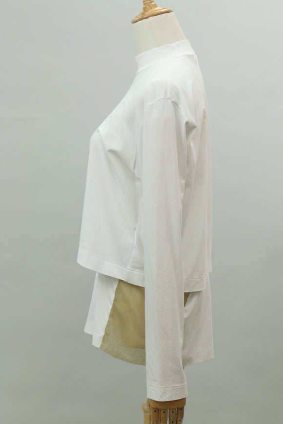ハイネック長袖デザインTシャツ(ホワイト)