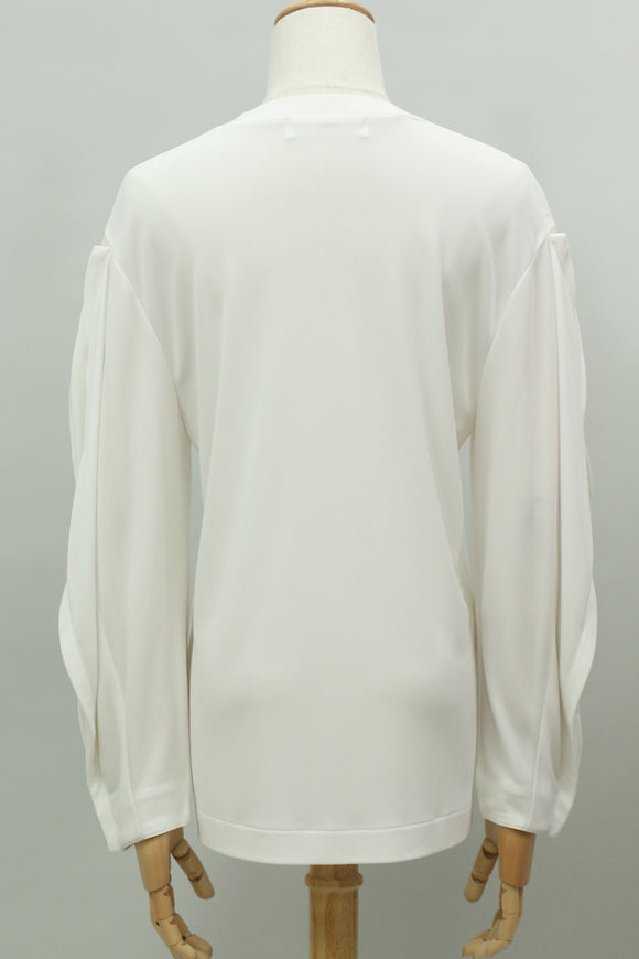 ワイドスカラップスリーブ長袖Tシャツ(ホワイト)