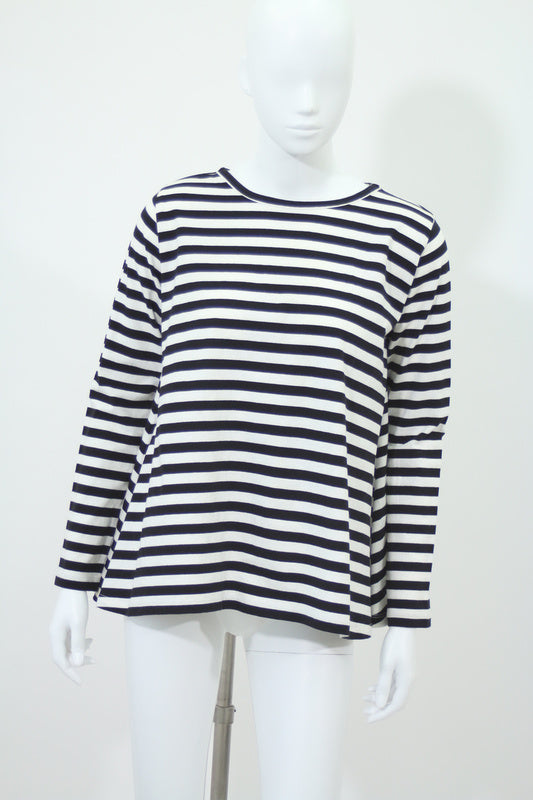 ボーダークルーネックロングTシャツ(ブラック)
