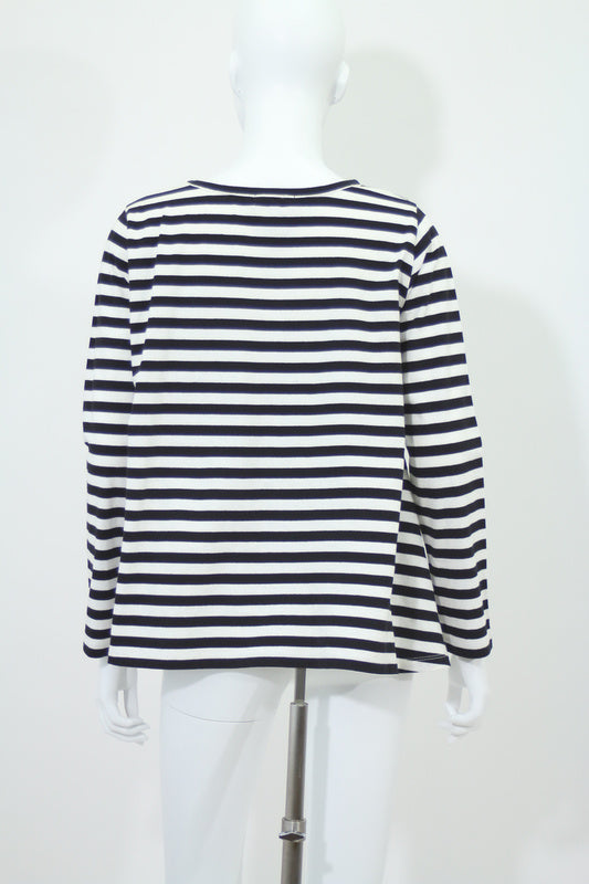 ボーダークルーネックロングTシャツ(ブラック)