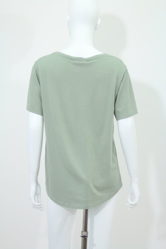 カーキクルーネック半袖Tシャツ(グリーン)