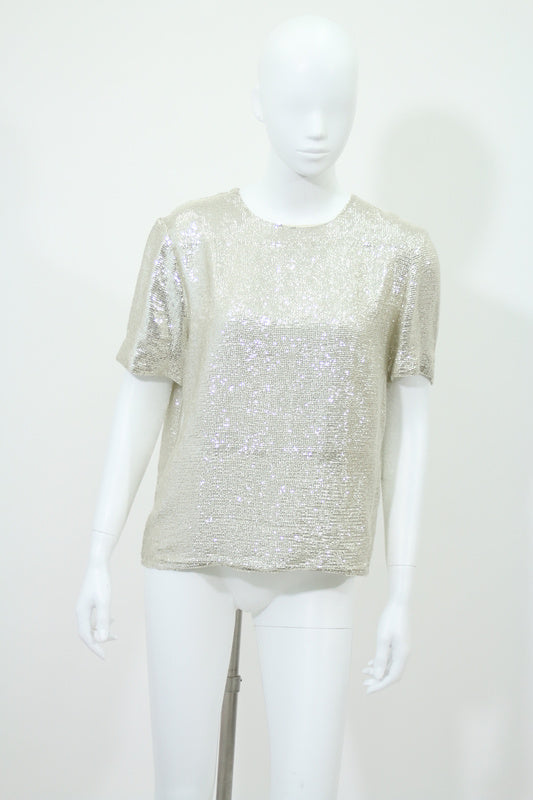 メタリック半袖Tシャツ(シルバー)