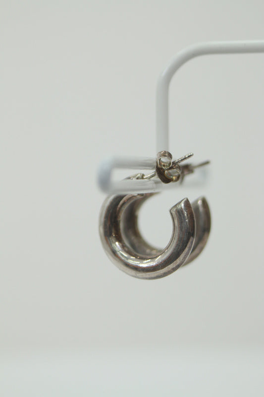 リングフープデザインピアス(シルバー)
