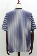 ストライプ柄異素材ポケットＴシャツ(ブルー)
