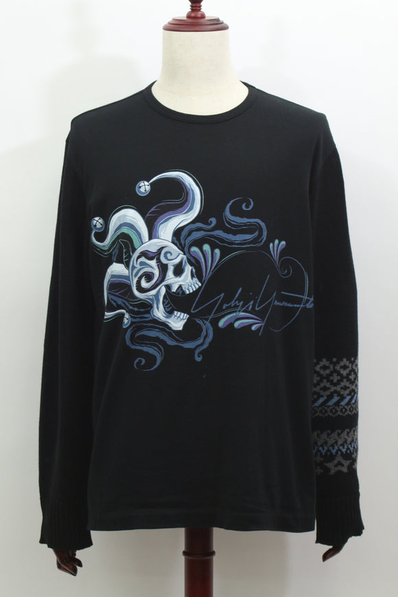 スカルプリント長袖Tシャツ(ブラック)