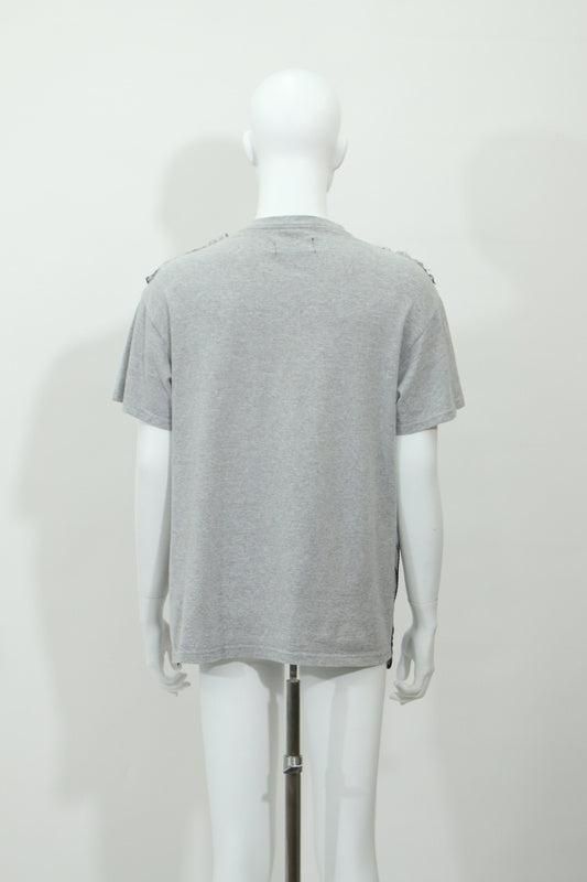 異素材ドッキングロゴTシャツ(グレー)
