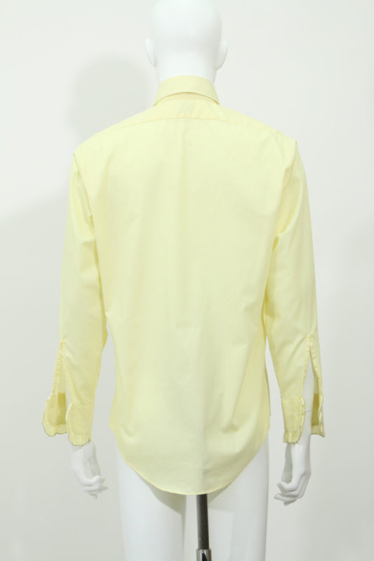 サテンフリル付き長袖シャツ(イエロー)