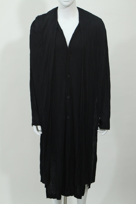 しわ加工ロングシャツ(ブラック)