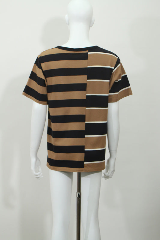 ボーダー半袖Tシャツ(ブラウン)