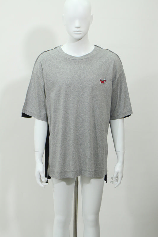 バイカラーワンポイントロゴTシャツ(グレー)