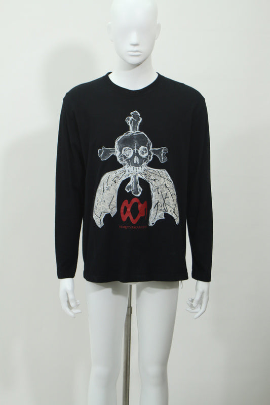 グラフィックプリント長袖Tシャツ(ブラック)