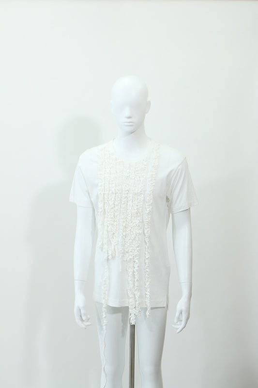 フリル付き半袖Tシャツ(ホワイト)