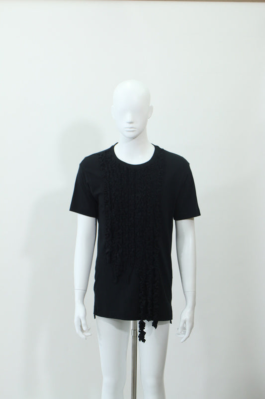 フリル付き半袖Tシャツ(ブラック)
