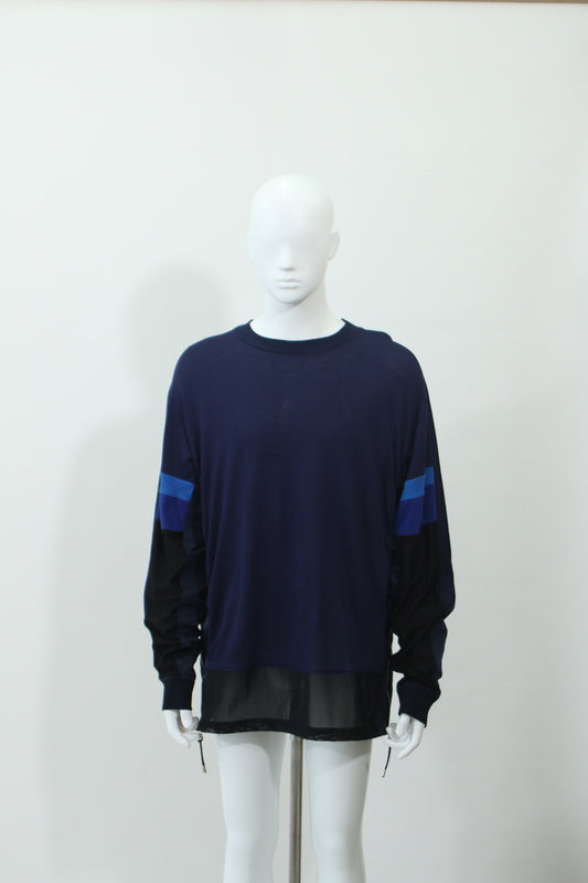 メッシュドッキング長袖Tシャツ(ネイビー)