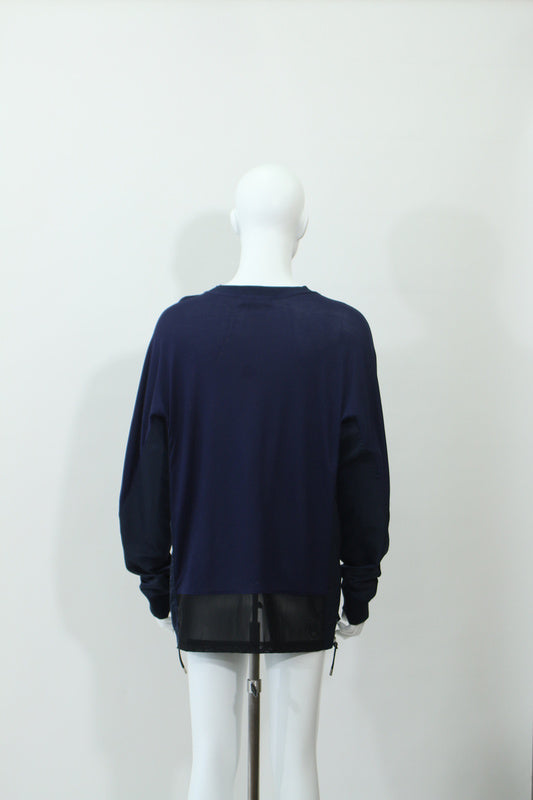 メッシュドッキング長袖Tシャツ(ネイビー)