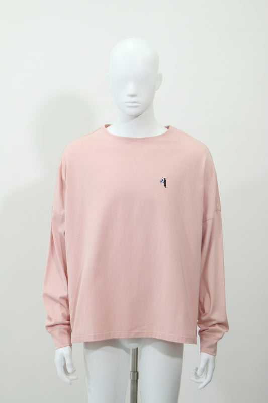 クルーネック長袖Tシャツ(ピンク)