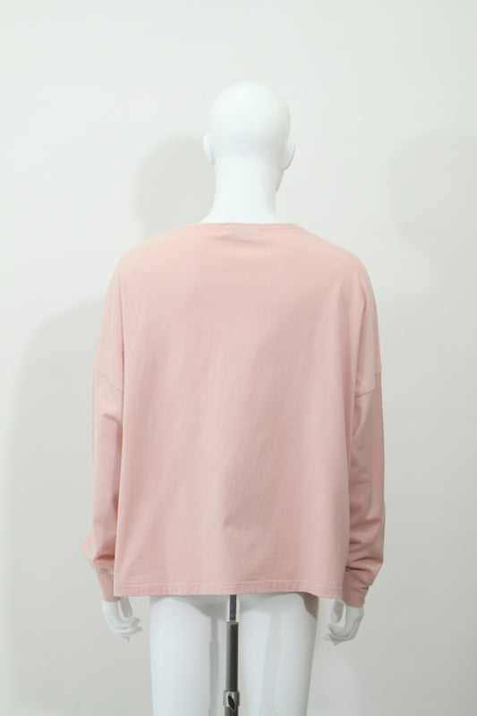 クルーネック長袖Tシャツ(ピンク)