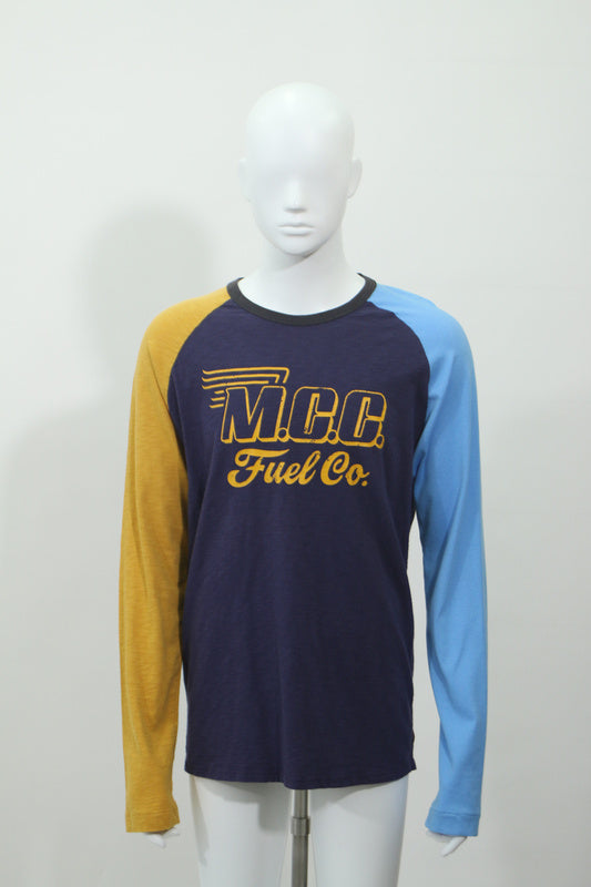 グラフィックバイカラーラグランTシャツ(ネイビー)