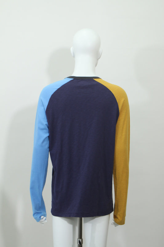グラフィックバイカラーラグランTシャツ(ネイビー)